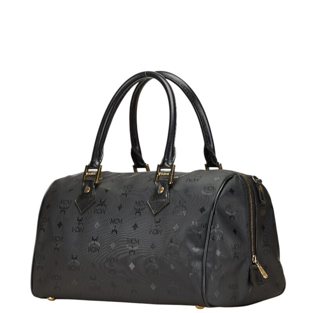 Mcm Bag Boston Logogram Black Visetos Shoulder Leather Black